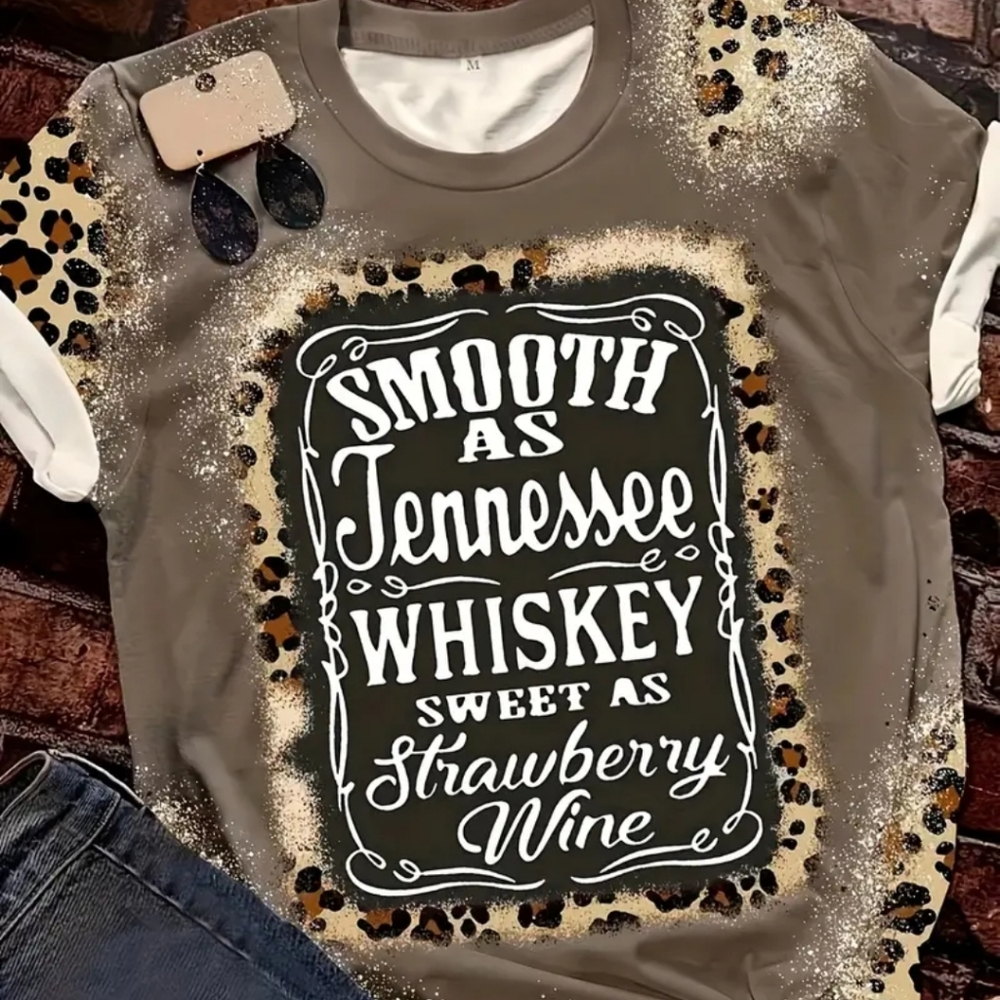 Leopard Tennessee Whiskey Stawberry Wine T shirt